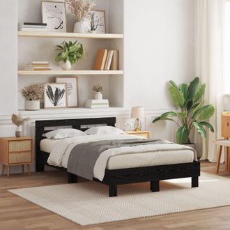 Berkfield Home Oak Bed Frame Black Oak Engineered Wood 135 x 190 cm Durable