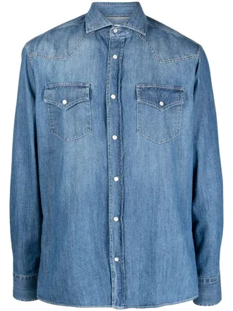 Brunello Cucinelli Denim Cotton Shirt-Uomo