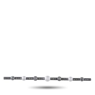 Luxury Bazaar 18K White Gold 1.80ct Diamond and Pearl Brooch MF22-022326