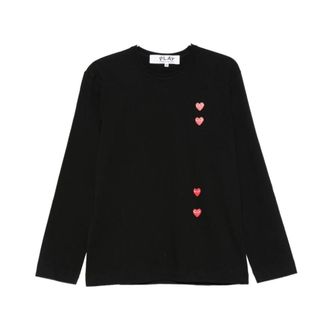 Comme Des Gar&ccedil;ons Long Sleeve Tops, male, Black, Size: XL Logo Print Any Heart L/S T-Shirt