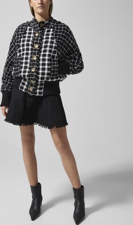 Balmain Womens Flared tweed miniskirt