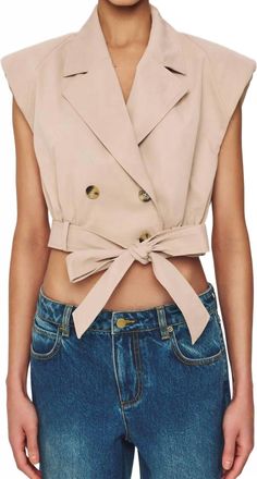 Ronny Kobo Galicia Cropped Vest In Beige