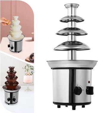 OEM Fuente De Chocolate De Acero Inoxidable De 4 Capas Con Calentador, Gran Capacidad (1,8 L), Motor Silencioso, F&aacute;cil De Limpiar, Chocolate