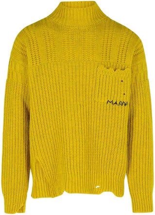 Marni Mustard Virgin Wool Turtleneck Sweater