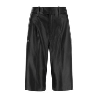 Off-white Leren Bermuda Shorts met Hoge Taille - Dames - Korte Broeken - Zwart - S - Katoen - Korte Broeken