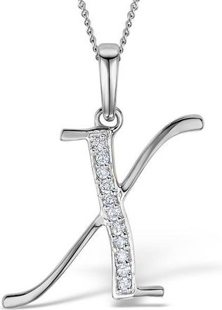 The Diamond Store 925 Silver Lab Diamond Initial X Necklace 0.05ct