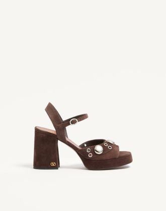 Valentino Garavani Sandalo Con Plateau Nellc&ocirc;te In Crosta 90Mm Donna MARRONE 35.5