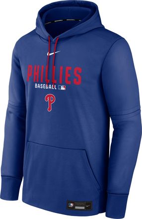Nike Mens Philadelphia Phillies Authentic Collection Nike Therma MLB Pullover Hoodie in Blue | NAC3199NPP-RMG