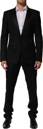 Dolce & Gabbana Mens Black 2 Buttons Jacket Formal Piece Suit Wool