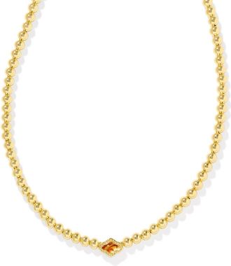 Kendra Scott Womens Abbie Beaded Necklace Marbled Amber Illusion In Gold