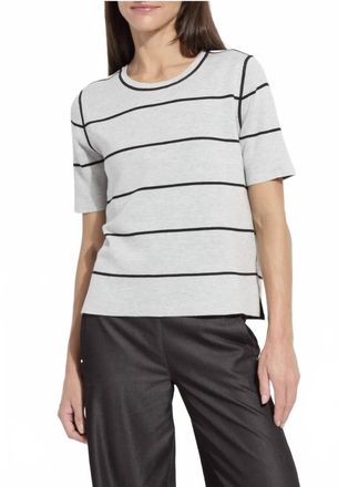 Lyss&eacute; Odessa Reversible Knit Short Sleeve Tee In Black Pearl Grey