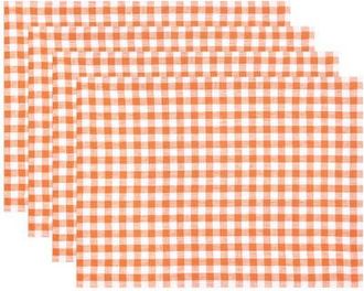Solino Home Linen Placemats Set of 4, 14 x 19 Inch for Dining Table, Holiday and Everyday Table Decor - Gingham Check in Muskmelon at Nordstrom, Size