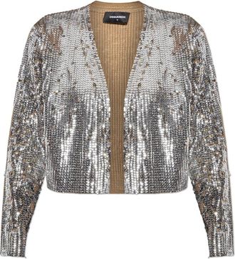 Dsquared2 Wol cardigans met glinsterende pailletten - Dames - Vesten - Grijs - M - Wol - Truien & Vesten