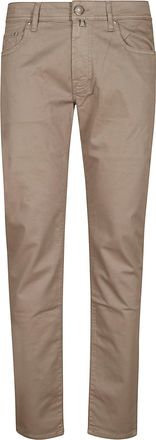 Jacob Cohen Tapered Taupe Trousers With Five-Pocket Design