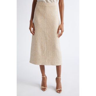 St. John Metallic Latte Tweed A-line Skirt in Latte Ecru Multi at Nordstrom, Size 16