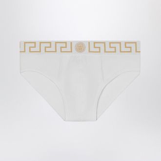 Versace White Briefs With Greca Border
