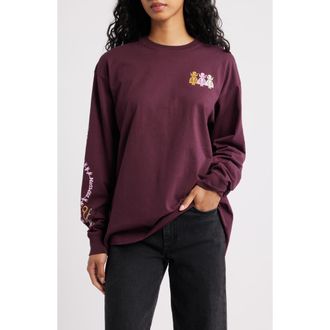 Damson Madder Paper Cut Gals Long Sleeve Organic Cotton Graphic T-Shirt in Fig at Nordstrom, Size 8 Us