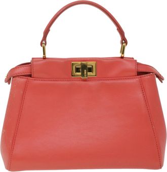 Fendi Peekaboo Orange Leather Handbag (Pre-Owned)