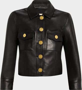 L'agence Kumi Cropped Leather Jacket