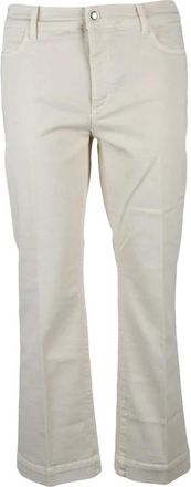 Sportmax Pantalone - Dames - Wijde Broeken - Wit - W25 - Katoen - Broeken