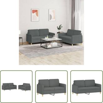 vidaXL Divano in tessuto - Set di Divani 2 pz con Cuscini Grigio Scuro in Tessuto
