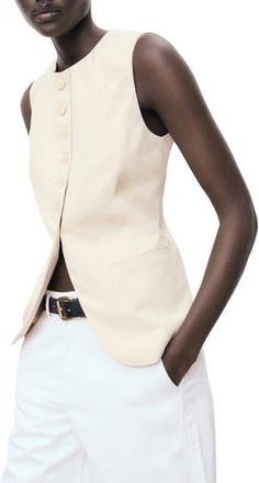 Mango Greta Waistcoat in Beige at Nordstrom Rack, Size Xx-Large