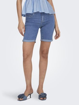 Only Jeansshorts ONLY ONLRAIN LIFE MID LONG DNM SHORTS NOOS, Damen, Gr. XS (34), N-Gr, blau (light blau denim), Denim/Jeans, Obermaterial: 53% Viskose, 29%