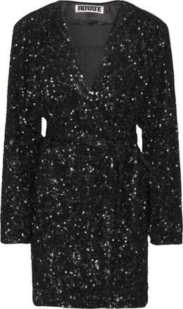 Rotate Korte wikkeljurk met pailletten - Dames - Korte kleedjes - Zwart - XS - Pailletten - Kleedjes