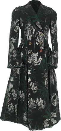 Erdem Erdem Baxter Double-Breasted Metallic Jacquard Maxi Dress in Black Polyester