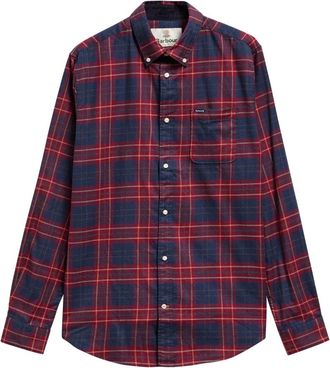 Barbour Broxburn Tailored Overhemd met Lange Mouwen - Heren - Casual Overhemden - Rood - S - Katoen - Overhemden