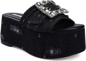 Zigi Soho Alena Platform Wedge Slide Sandal in Black at Nordstrom, Size 11