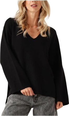 Y.A.S Yaselma LS V-neck Gebreide Pullover - Dames - V-hals truien - Zwart - XS - Truien & Vesten