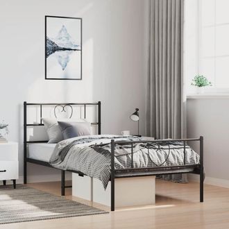 vidaXL Estructura Cama Sin Colch&oacute;n Con Estribo Metal Negro 100x190 Cm Vidaxl