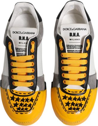 Dolce & Gabbana Mens Multicolor Leather Dna Low Top Sneakers Shoes Calf