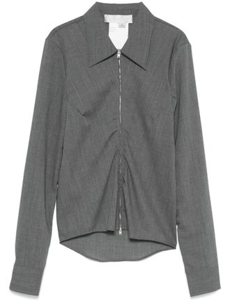 Our Legacy Slim Zip shirt - women - Virgin Wool/Polyester/Viscose/Mother of Pearl - 36 - Grey