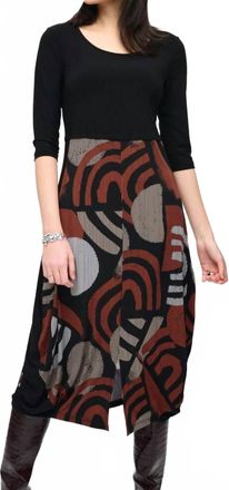 Joseph Ribkoff Geometric Print Cocoon Midi Dress In Black Multi
