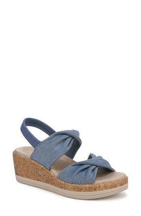 Life Stride Riley Slingback Wedge - Wide Width Available in Blue Fabric at Nordstrom Rack, Size 8.5