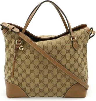Gucci Pre-owned Tote Bags, female, Beige, Size: ONE SIZE Pre-owned Canvas gucci-bags