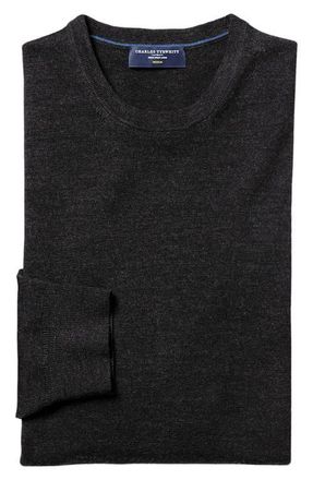 CHARLES TYRWHITT Pure Merino Crew Neck Sweater in Dark Charcoal at Nordstrom, Size Xx-Large