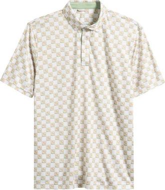 Swannies Lounge Performance Golf Polo in White/Gold at Nordstrom, Size Xx-Large