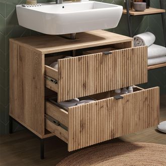 Vicco Mueble Bajo Lavabo Eliza, Roble Vikingo, 70 X 63 Cm Con 2 Cajones Extra&iacute;bles, Vicco