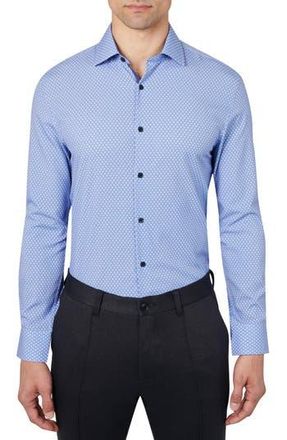 W.R.K Slim Fit Concentric Geo Print Recycled Performance Stretch Dress Shirt in Blue/Purple at Nordstrom Rack, Size 15.5