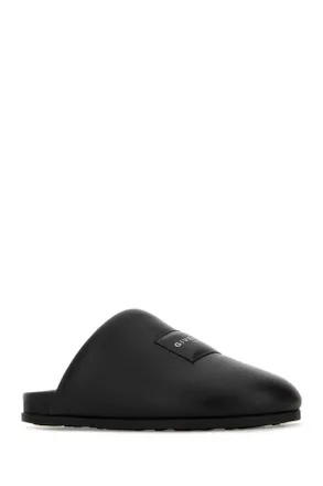 Givenchy Mens Black Leather Slippers Flat Shoes