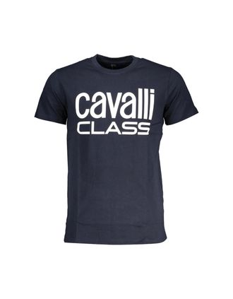 Roberto Cavalli Mens Cavalli Class Bold White Logo Navy Blue T-Shirt - Black - Size: 44