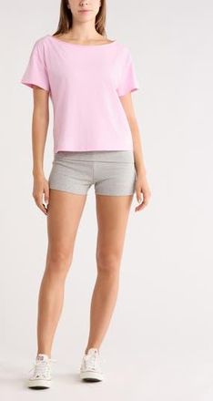 Abound Slashed Neck Relaxed Short Sleeve T-Shirt in Pink Sweet at Nordstrom Rack, Size X-Small