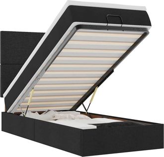 vidaXL Estructura Cama Otomana Colch&oacute;n Tela Negra 90x190 Cm Vidaxl