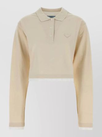 Prada piquet polo shirt long sleeves cropped