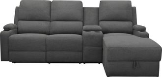 HOME AFFAIRE Ecksofa »NAPORI Multimediasofa, 3er Kinosessel XXL, L-Form, 3 Bezugsstoffe« Kinosofa mit Relaxfunktion, Getränkehalter, Staufach und Staukasten