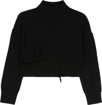 Maison Margiela Black Virgin wool and acrylic cut-out distressed effect sweater