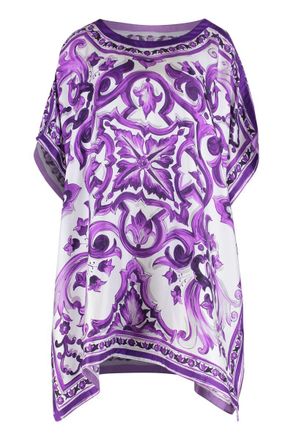 Dolce & Gabbana Printed Silk Twill Kaftan